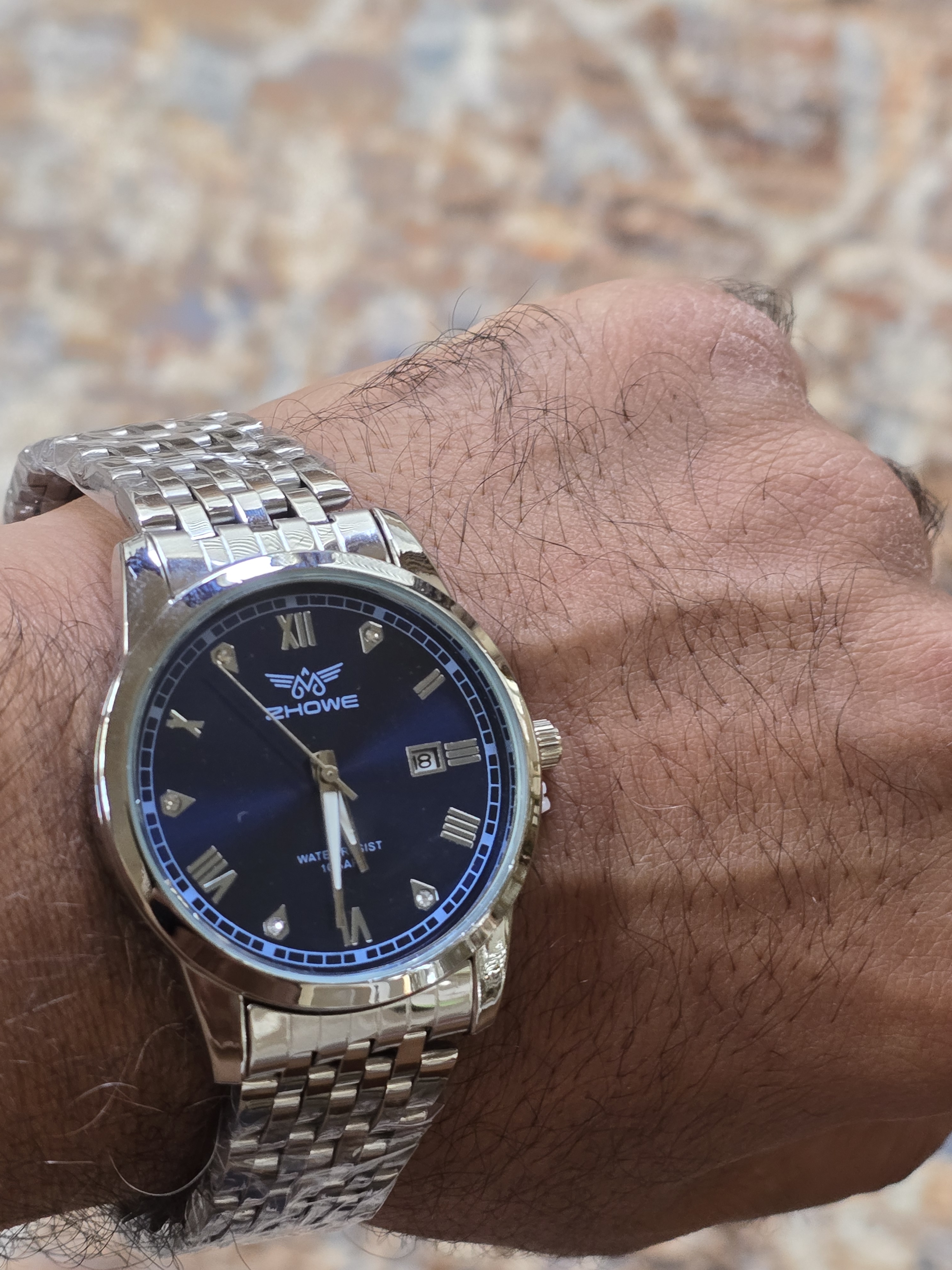 Showe Silver Bracelet Watch With Blue Dial